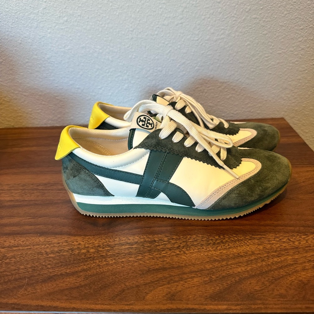 Tory Burch Women's Hank Sneakers in Green, New Ivory, Gray and Yellow